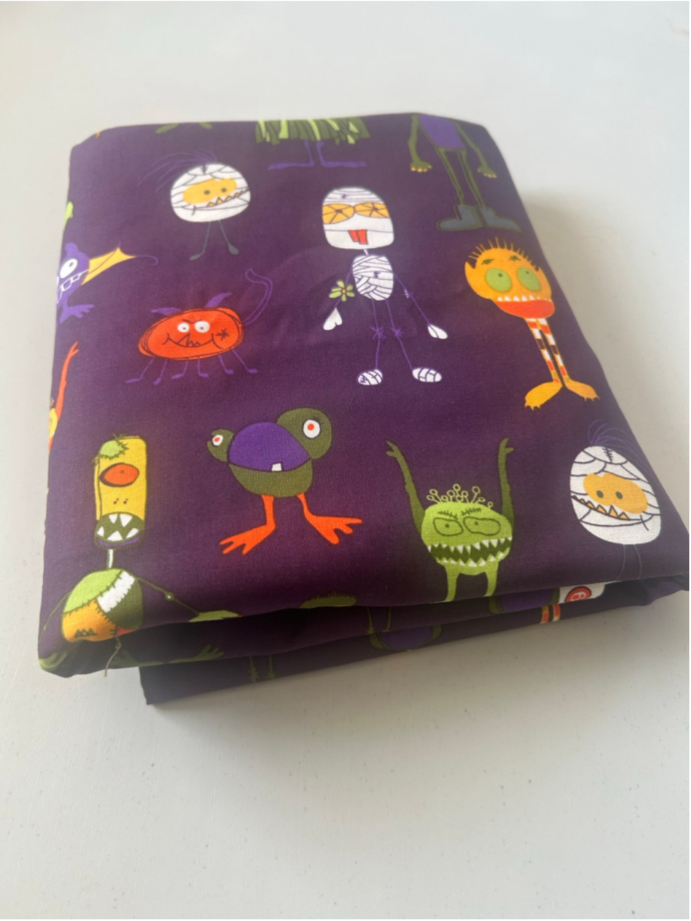 Fabric: 3 Yards 20” Purple Cotton Fun Halloween Monster Print